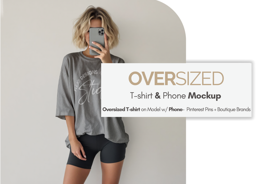 Oversized Slouchy Tee Selfie Mockup | PSD for Pinterest & TikTok Shop