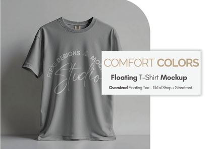 Comfort Colors 1717 Floating T-Shirt Mockup | PSD Template for POD, Etsy, Shopify, Pinterest