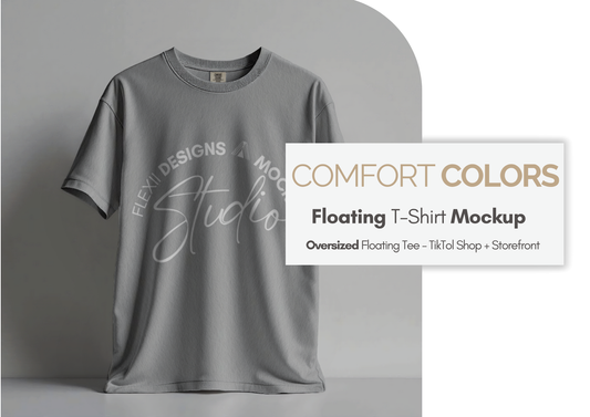 Comfort Colors 1717 Floating T-Shirt Mockup | PSD Template for POD, Etsy, Shopify, Pinterest