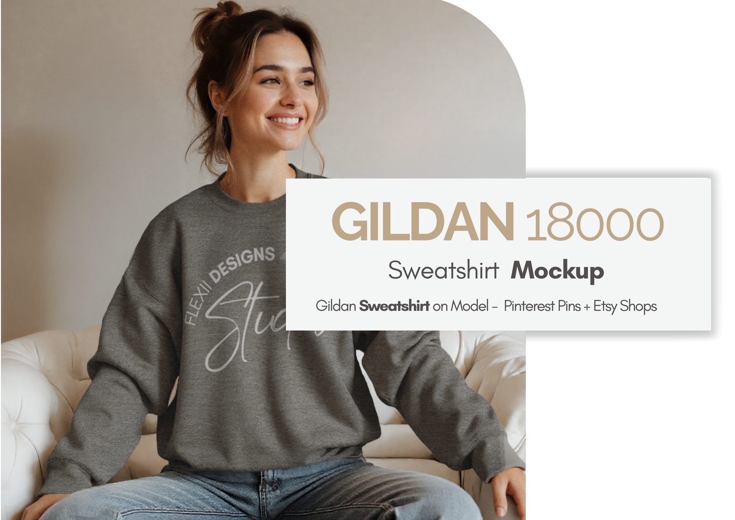 Sweatshirt Mockup on Model | Gildan 18000 PSD Template