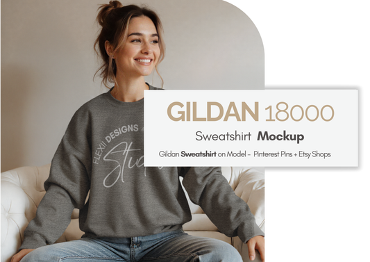 Sweatshirt Mockup on Model | Gildan 18000 PSD Template