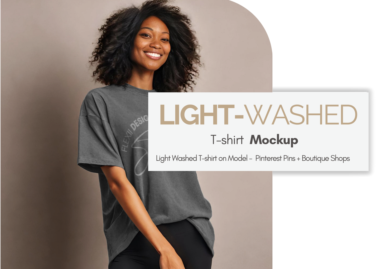 Washed Effect T-Shirt Mockup | Oversized Tee on Model | PSD Template for Acid Washed Tee