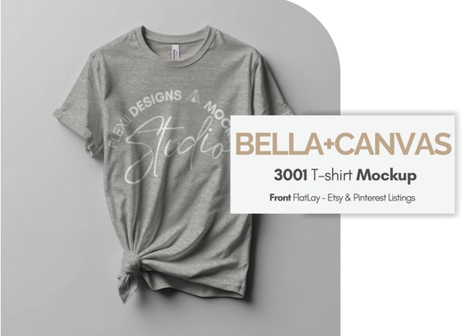 Bella Canvas 3001 Mockup | Knotted Flatlay T-Shirt | PSD for Etsy, POD & Boutique Brands