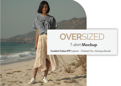 Oversized Tee Mockup With Front Knot | PSD Template for Etsy & Pinterest