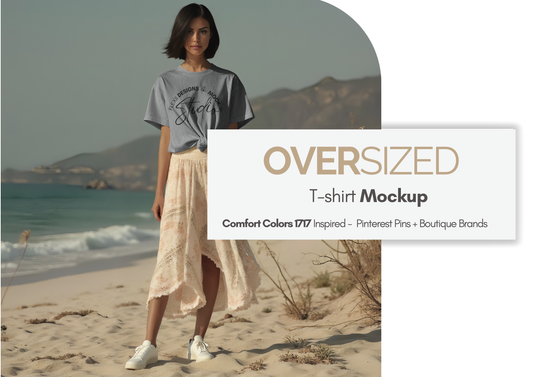 Oversized Tee Mockup With Front Knot | PSD Template for Etsy & Pinterest