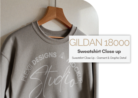 Gildan 18000 Sweatshirt Mockup | Close-Up Hanger View | PSD Template