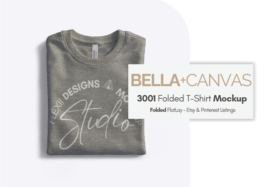 Folded Bella Canvas Mockup | 3001 PSD For Etsy, DTC & TikTok Shop Creators