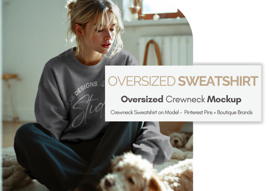 Crewneck Sweater Mockup | Oversized Sweater PSD | Pullover Template