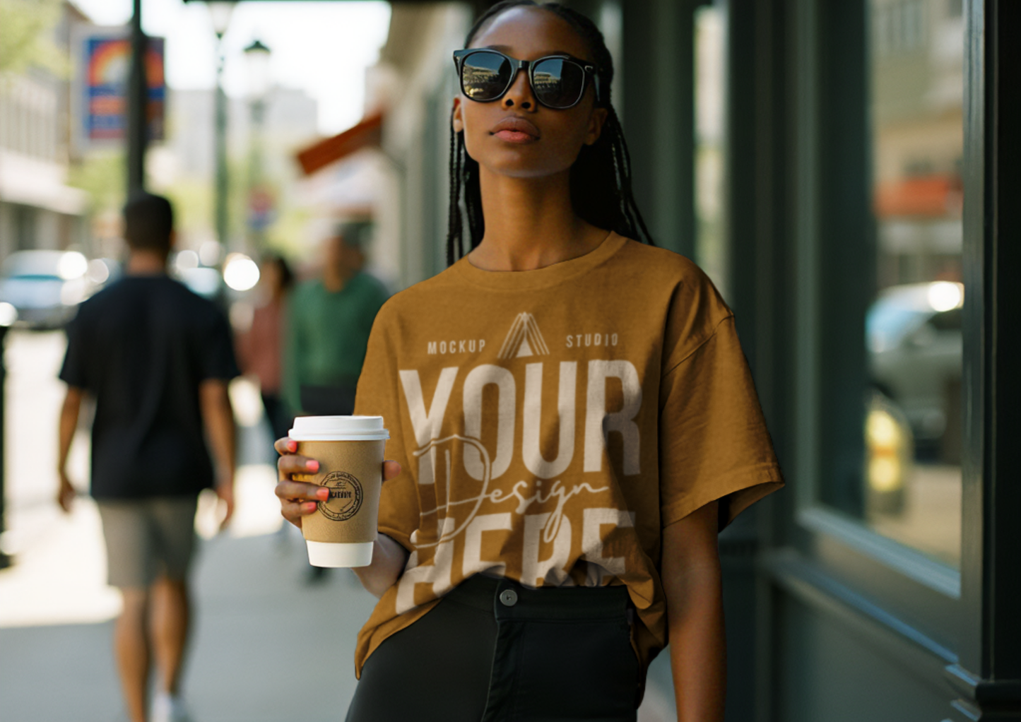 Oversized Slouchy T-Shirt Mockup | Female Model Street Style