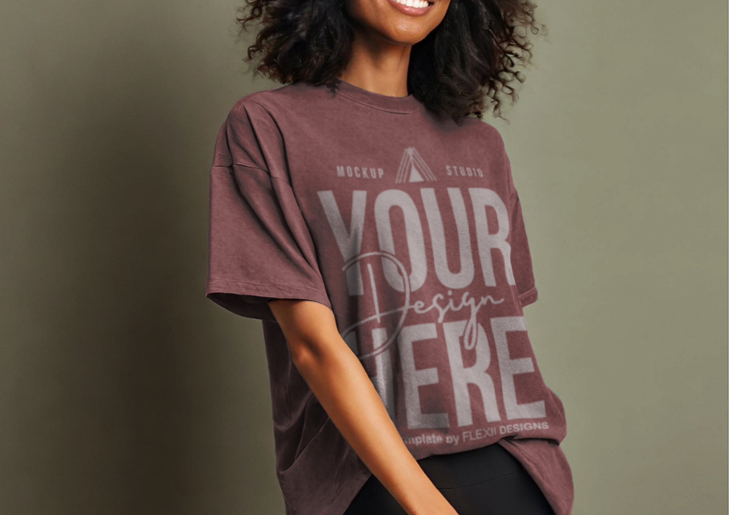 Washed Effect T-Shirt Mockup | Oversized Tee on Model | PSD Template for Acid Washed Tee