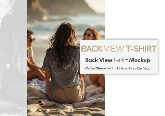 Cuffed T-shirt Mockup | Back View Mockup Template | PSD for Shopify Sellers