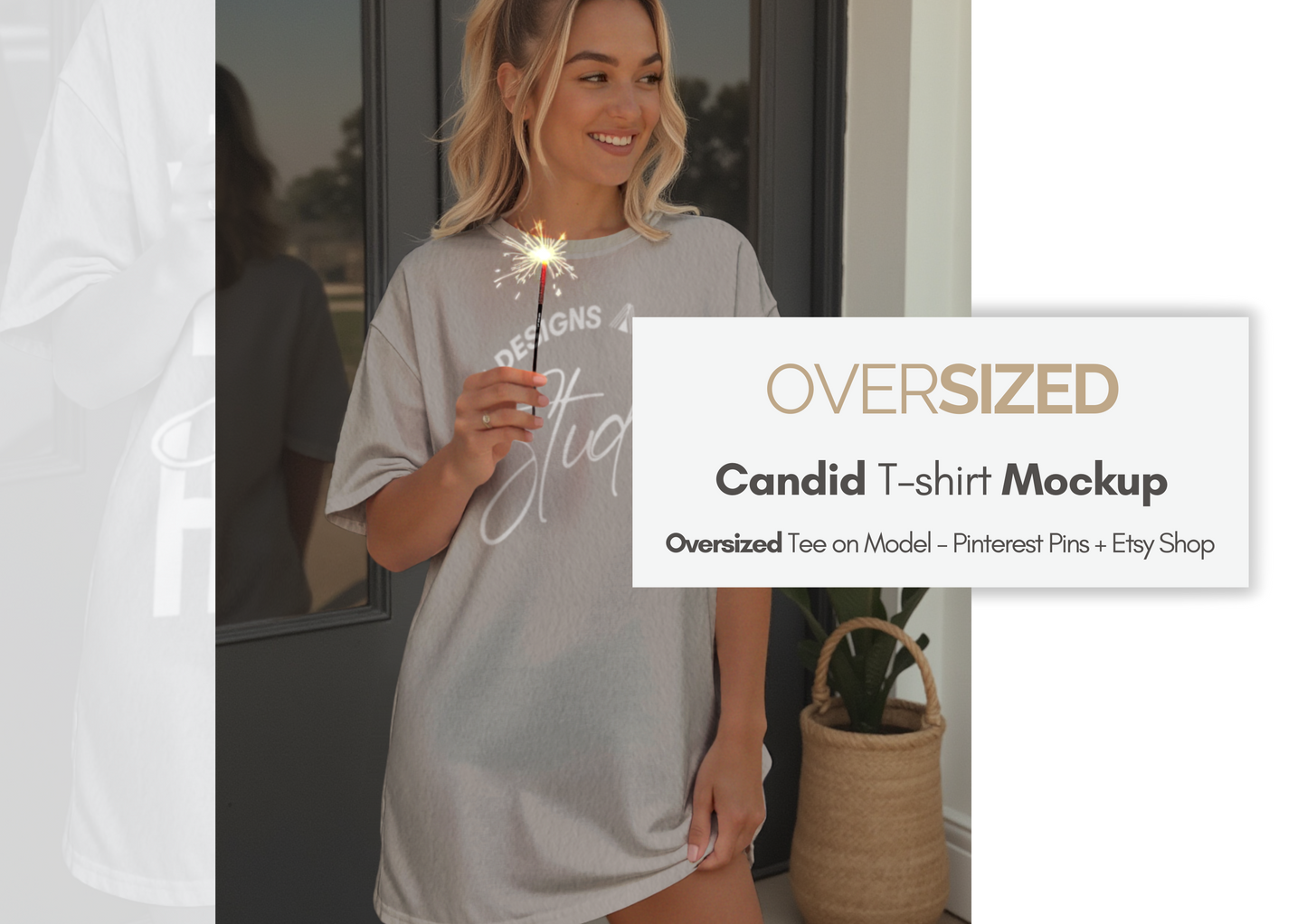 Oversized T-Shirt Mockup | Summer Porch Lifestyle PSD | Pinterest & Etsy Ready