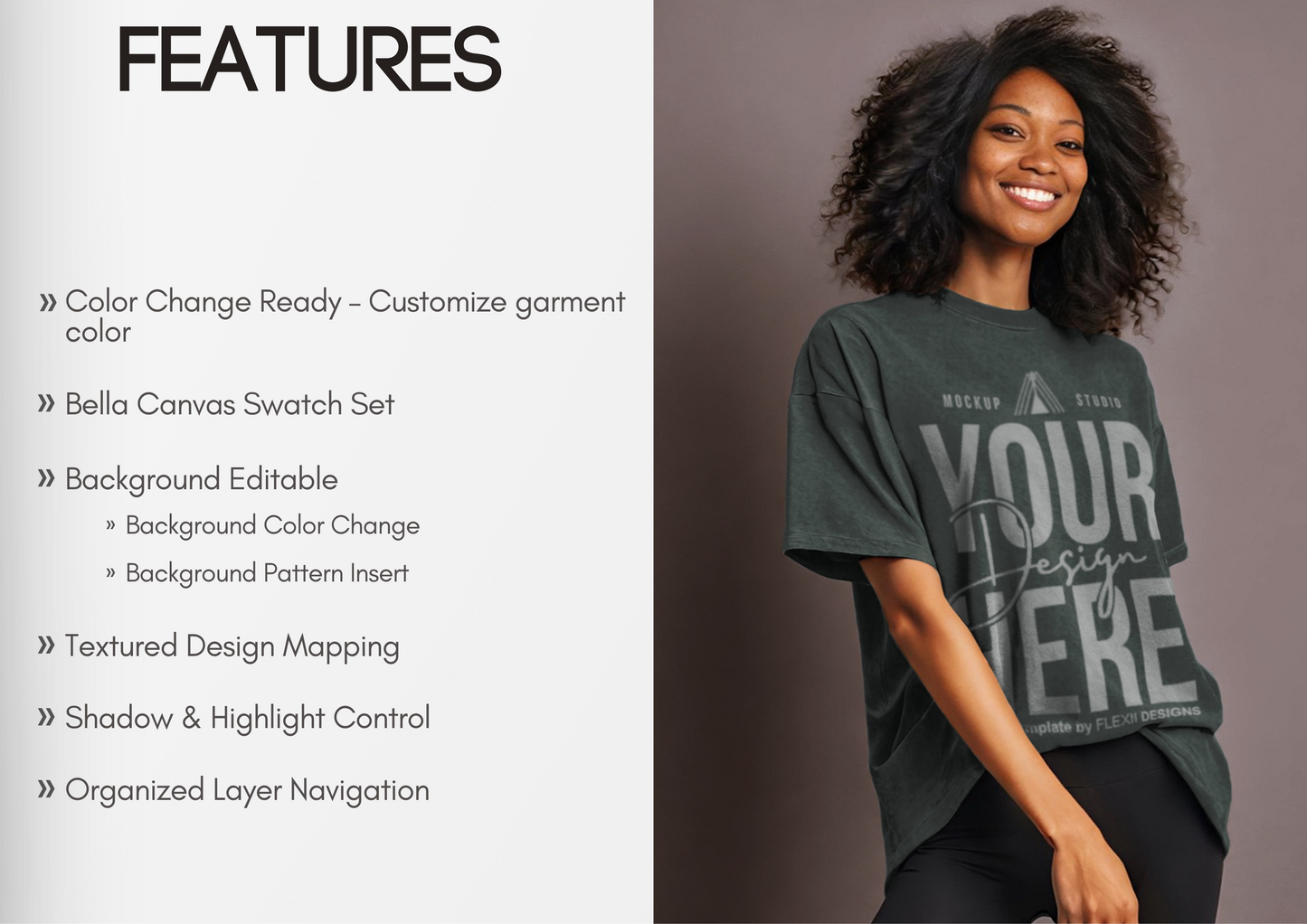 Washed Effect T-Shirt Mockup | Oversized Tee on Model | PSD Template for Acid Washed Tee