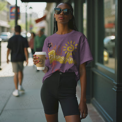 Oversized Slouchy T-Shirt Mockup | Female Model Street Style
